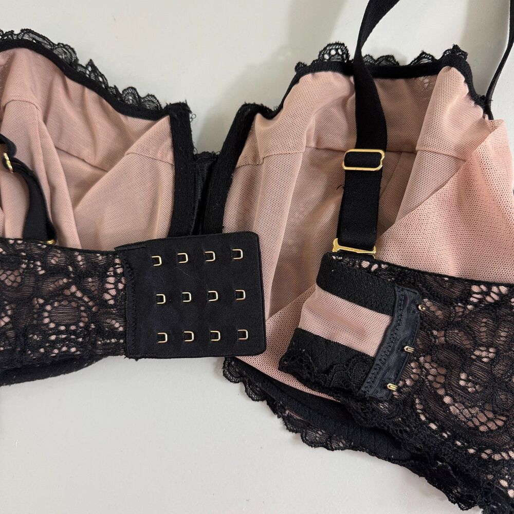 Soma Embraceable Balconette Bra Black Lace Underwire Women's 36G Unlined - Picture 5 of 9